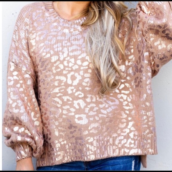 Rose-Gold Leopard Sweater - Picture 4 of 5